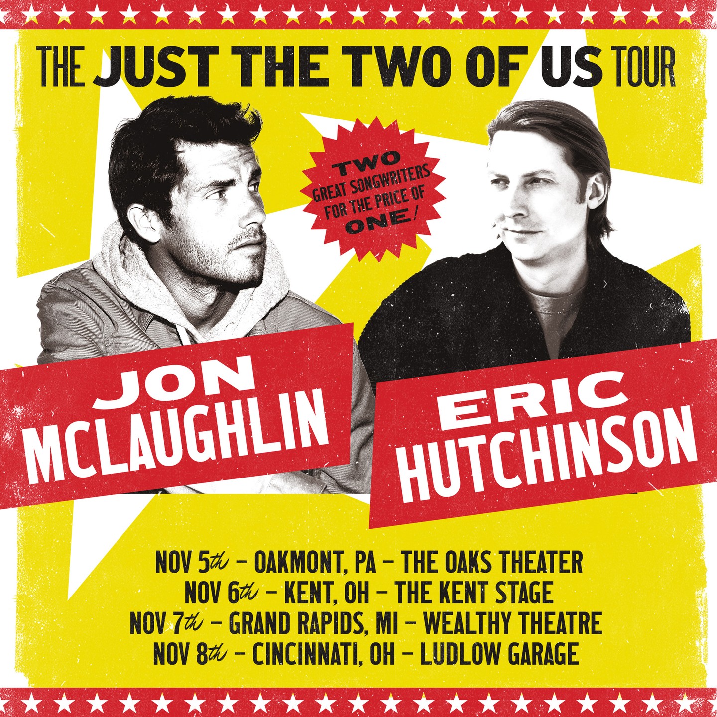 Jon McLaughlin Just the Two of Us Tour Poster 2025